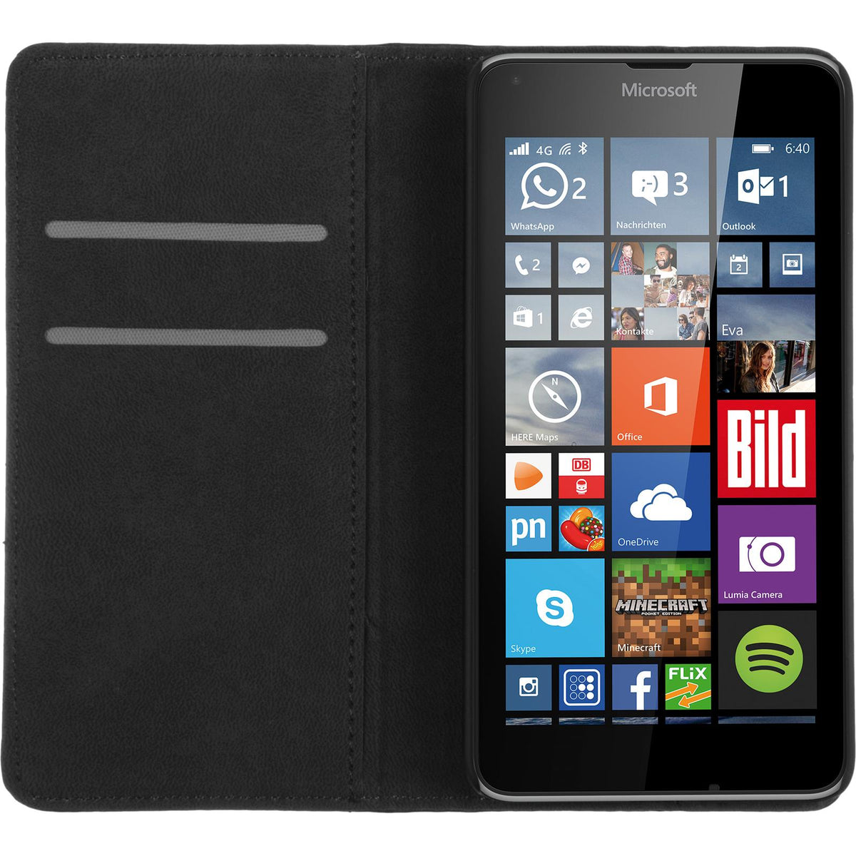 Kunst-Lederhülle für Microsoft Lumia 640 - Book-Case weiß – Ansicht 2