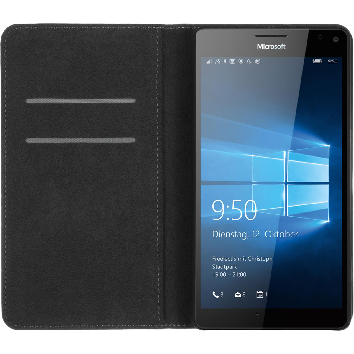 Kunst-Lederhülle für Microsoft Lumia 950 XL - Book-Case weiß – Ansicht 4