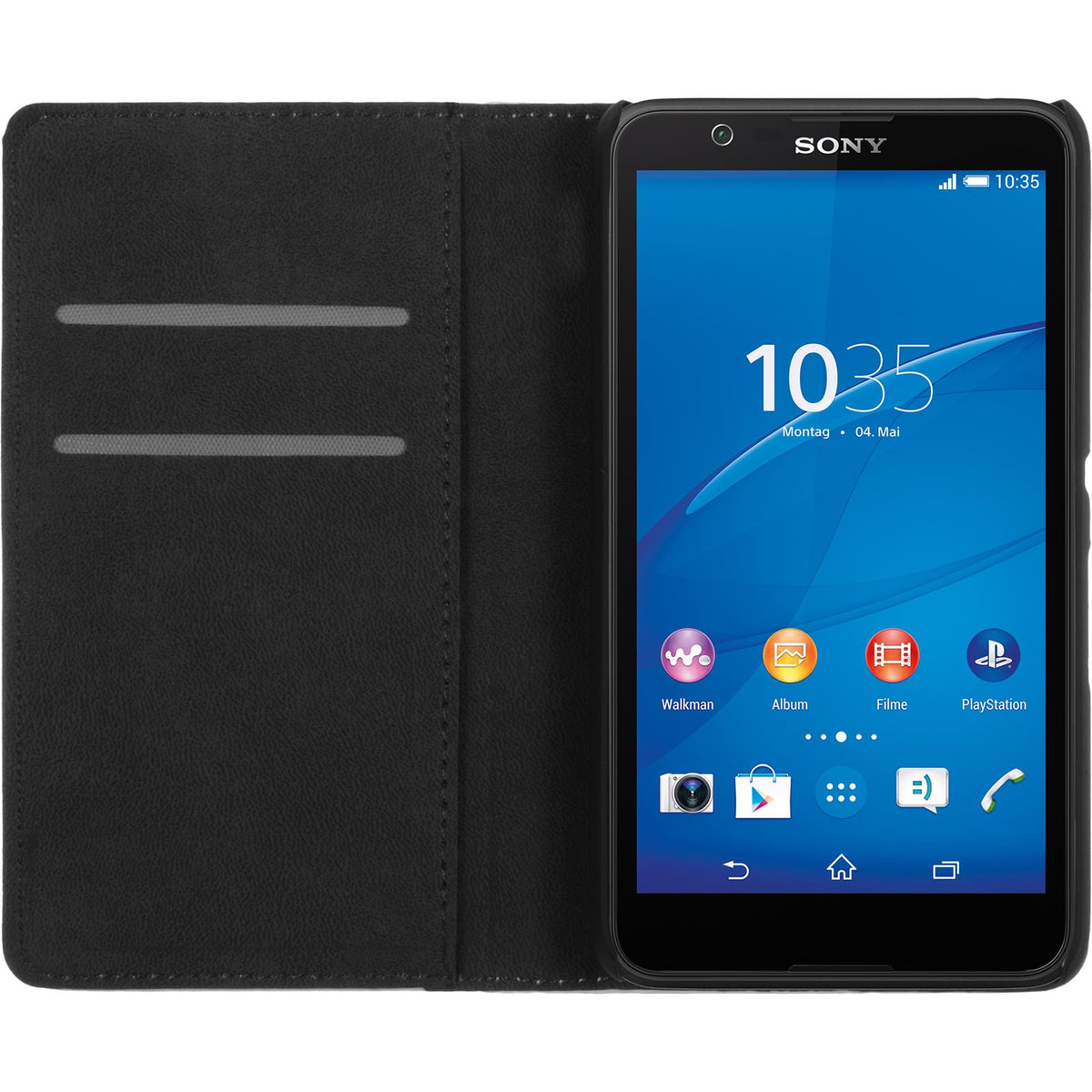 Kunst-Lederhülle für Sony Xperia E4 - Book-Case weiß – Ansicht 2
