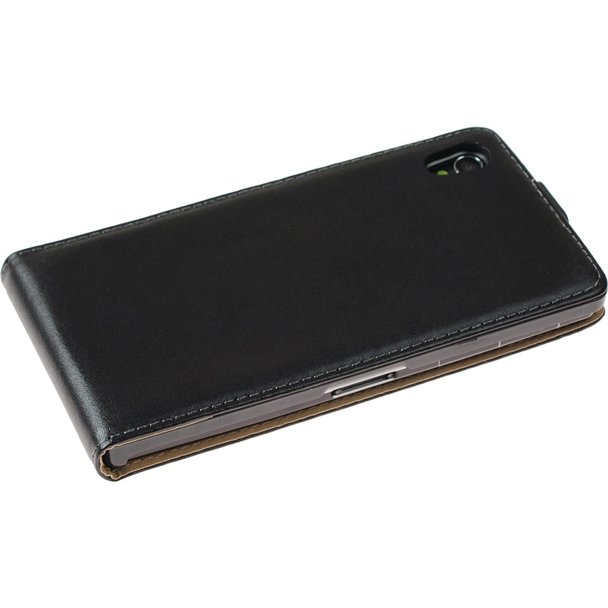 Kunst-Lederhülle für Sony Xperia Z1 - Flip-Case schwarz – Ansicht 3