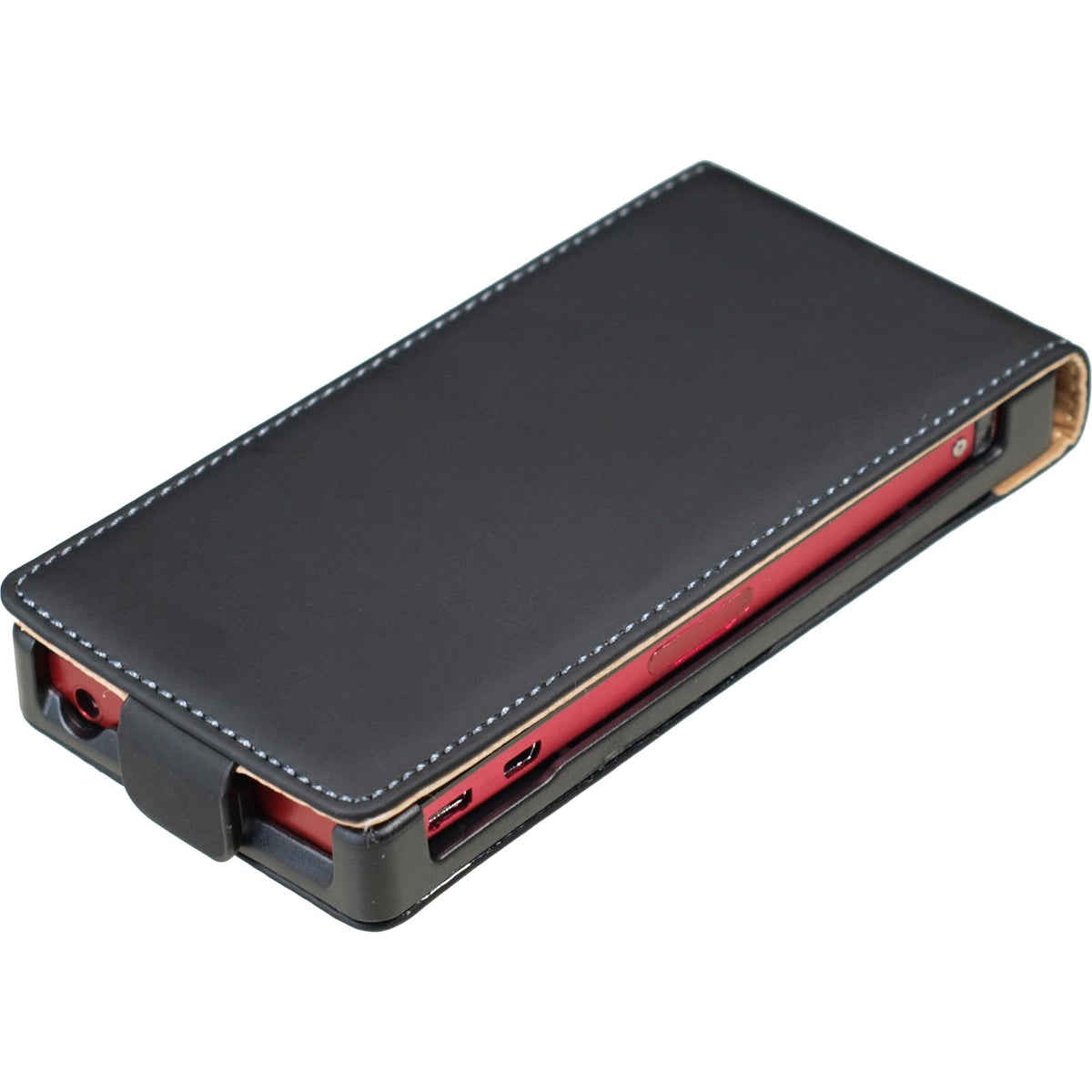 Kunst-Lederhülle für Sony Xperia P - Flip-Case schwarz – Ansicht 2