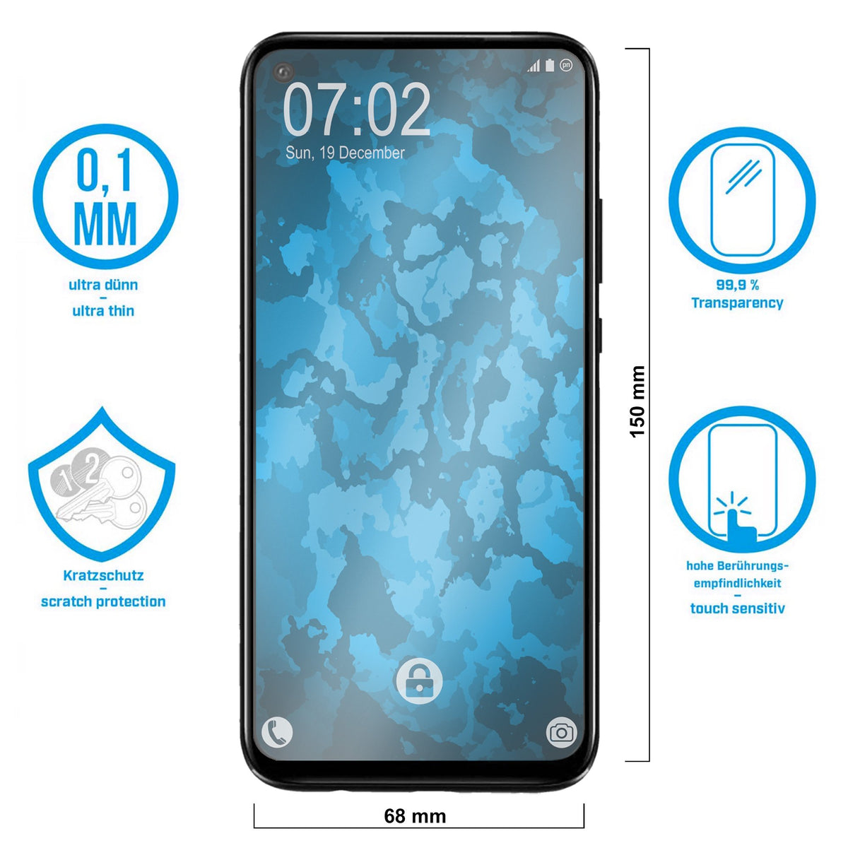 2er-Pack Displayschutzfolien klar für Huawei Mate 30 Lite – Ansicht 2
