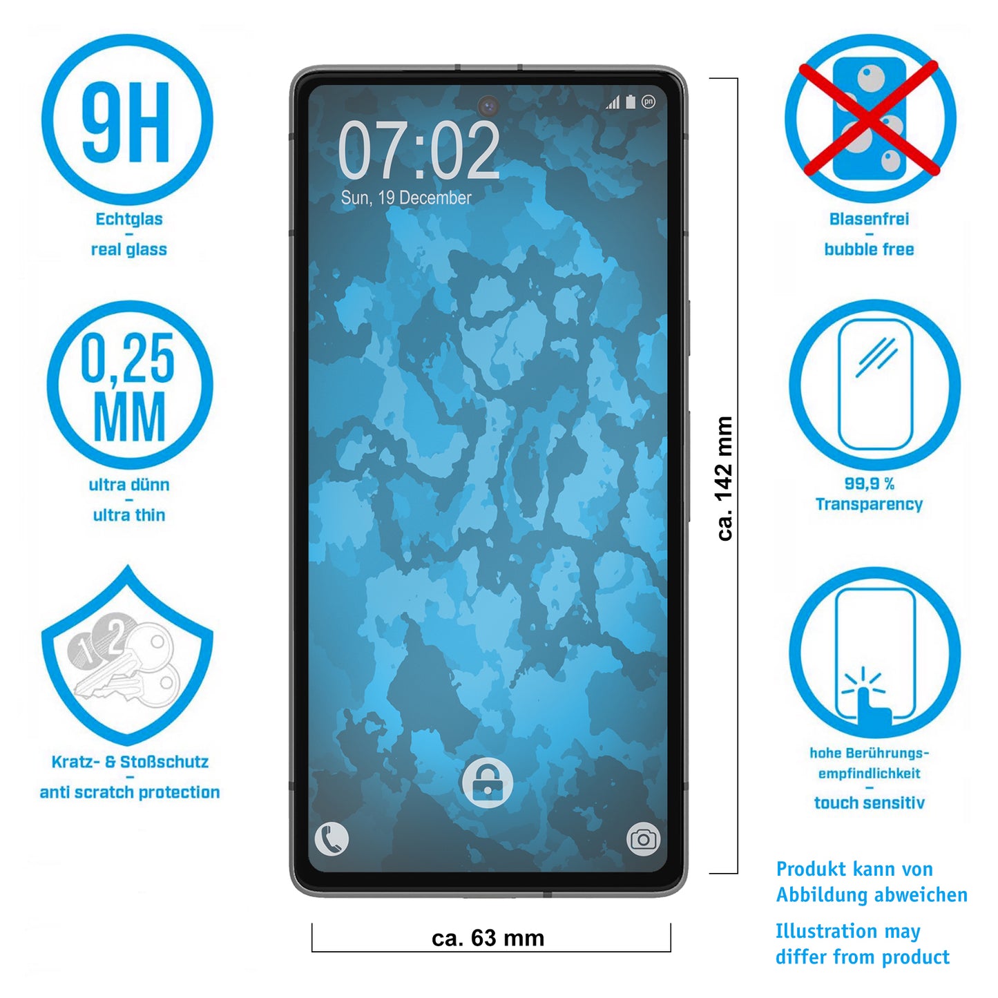 3x Glas-Folie klar für Google Pixel 7a – Panzerglas für Google Pixel 7a