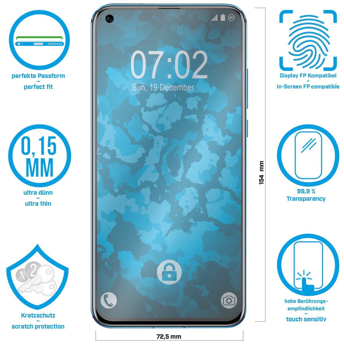 4er-Pack Displayschutzfolien klar Flexible Folien für Huawei Honor View 20 – Ansicht 2