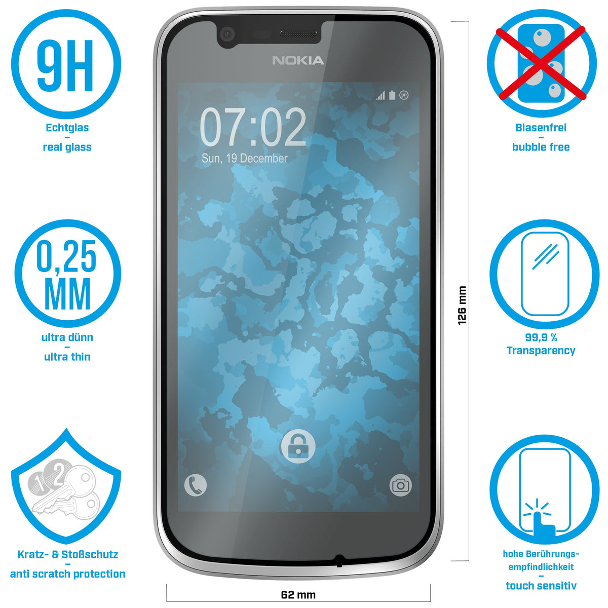 2x Glas-Folie klar für Nokia 1 – Ansicht 2