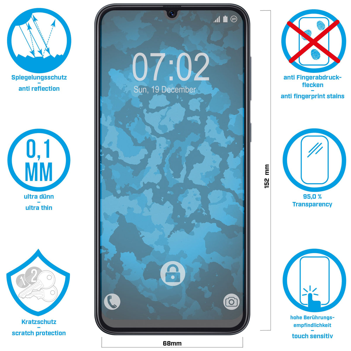 2er-Pack Displayschutzfolien matt für Samsung Galaxy A30 – Ansicht 2