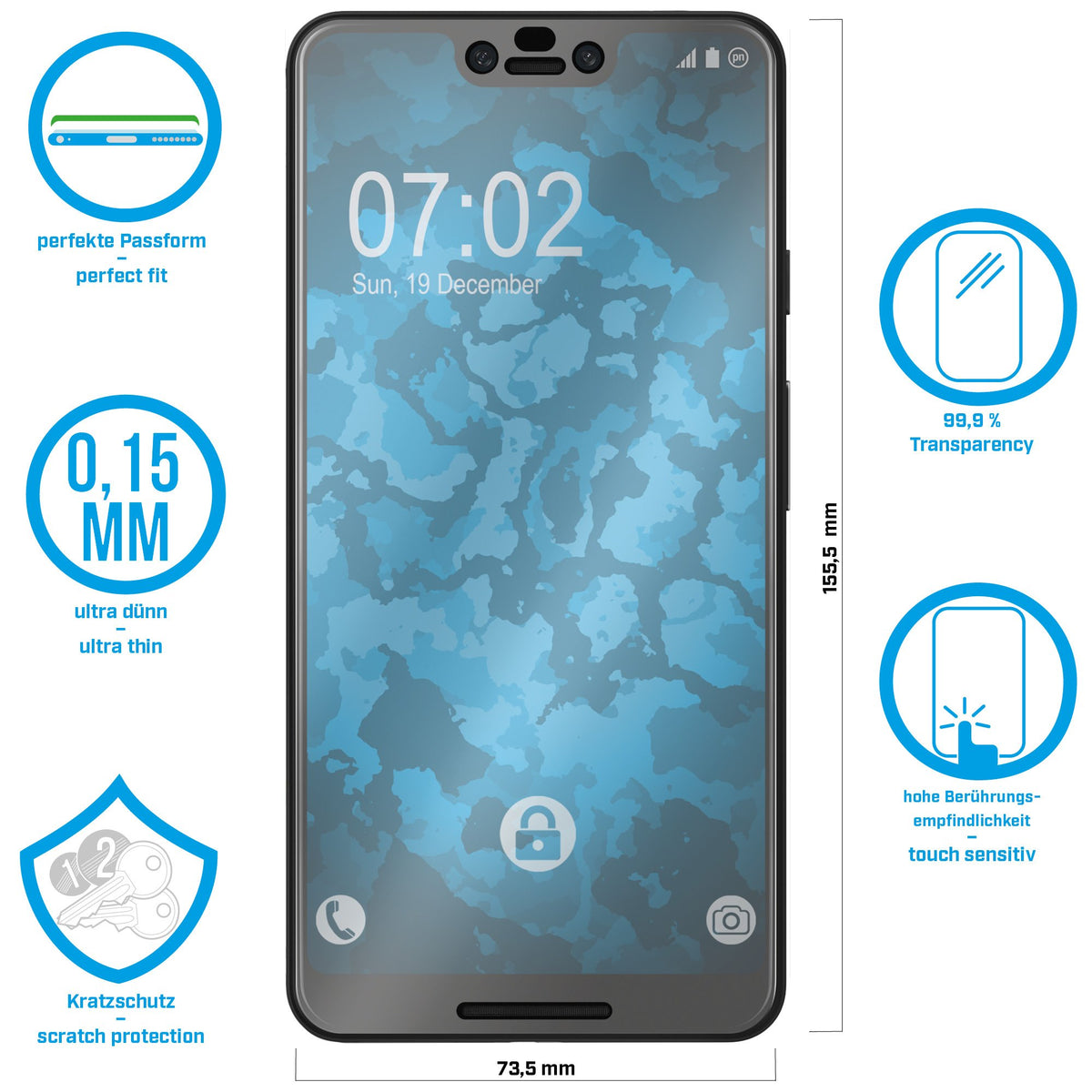 1er-Pack Displayschutzfolien klar Flexible Folien für Google Pixel 3 XL – Ansicht 2
