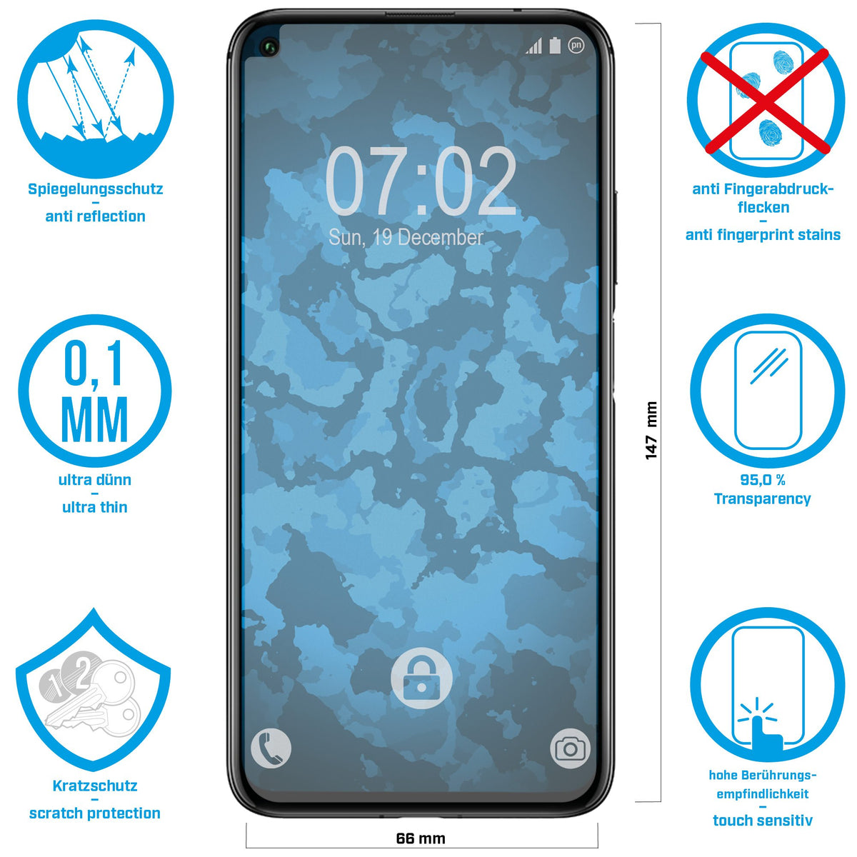 4er-Pack Displayschutzfolien matt für Huawei Honor 20 Pro – Ansicht 2