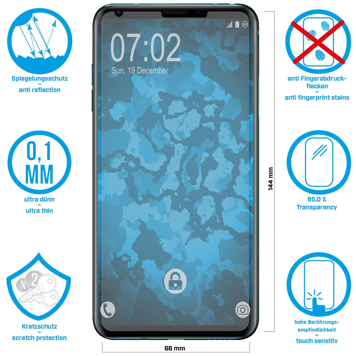 8er-Pack Displayschutzfolien matt für LG V30S ThinQ – Ansicht 2
