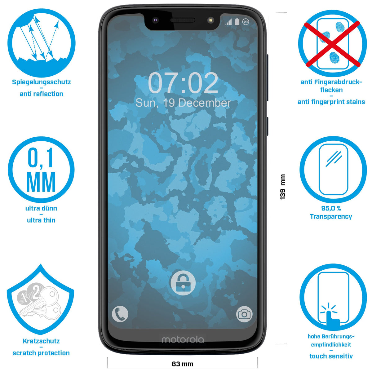 2er-Pack Displayschutzfolien matt für Motorola Moto G7 Play – Ansicht 2