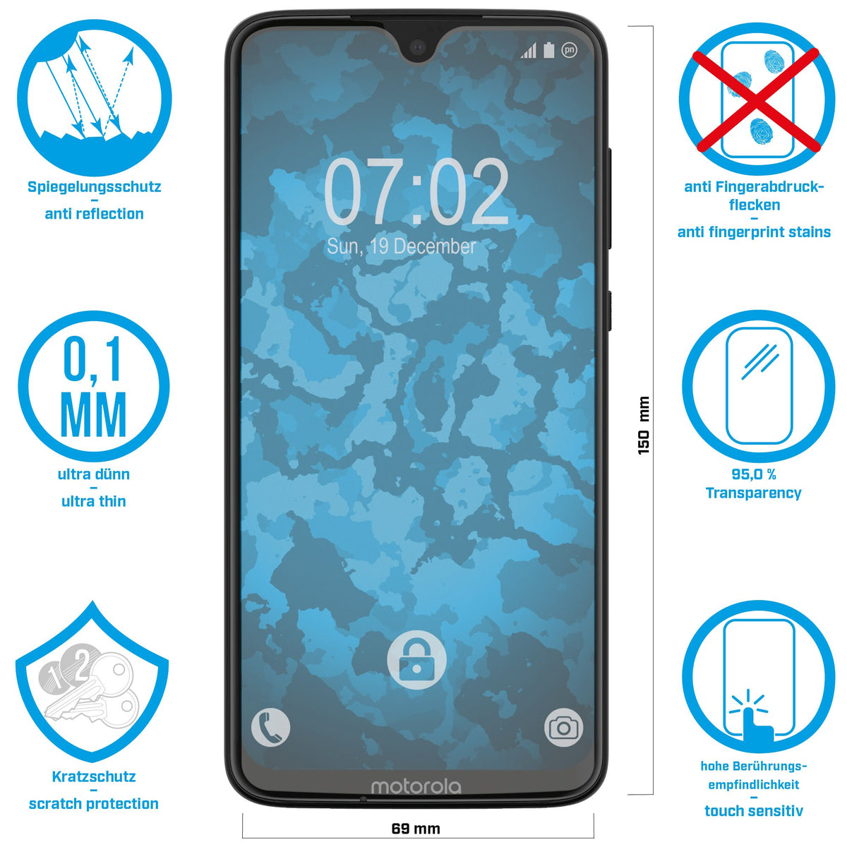 2er-Pack Displayschutzfolien matt für Motorola Moto G7 Plus – Ansicht 2