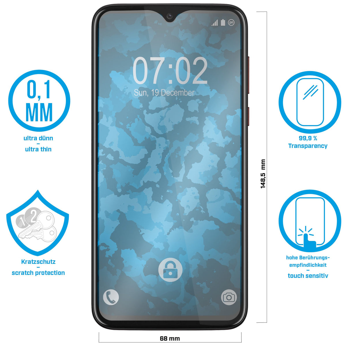 8er-Pack Displayschutzfolien klar für Motorola Moto G8 Play – Ansicht 2