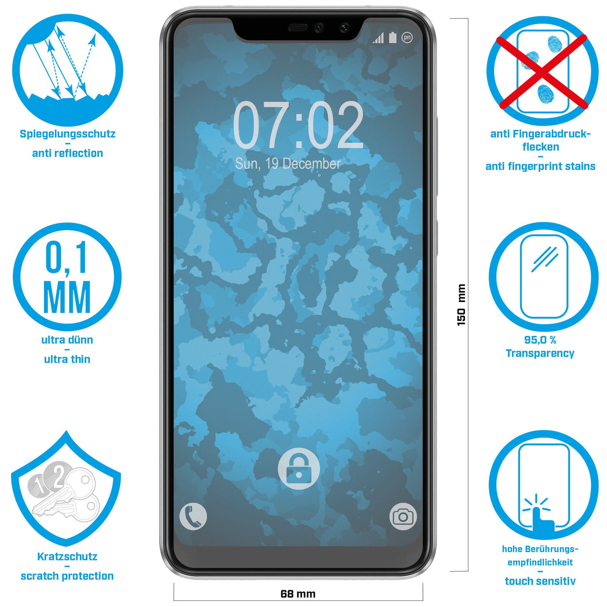 2er-Pack Displayschutzfolien matt für Xiaomi Redmi Note 6 Pro – Ansicht 2