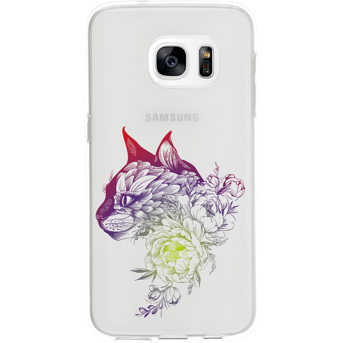 Case für Samsung Galaxy S7 Silikon-Hülle Floral Katze M2-5 – Ansicht 2