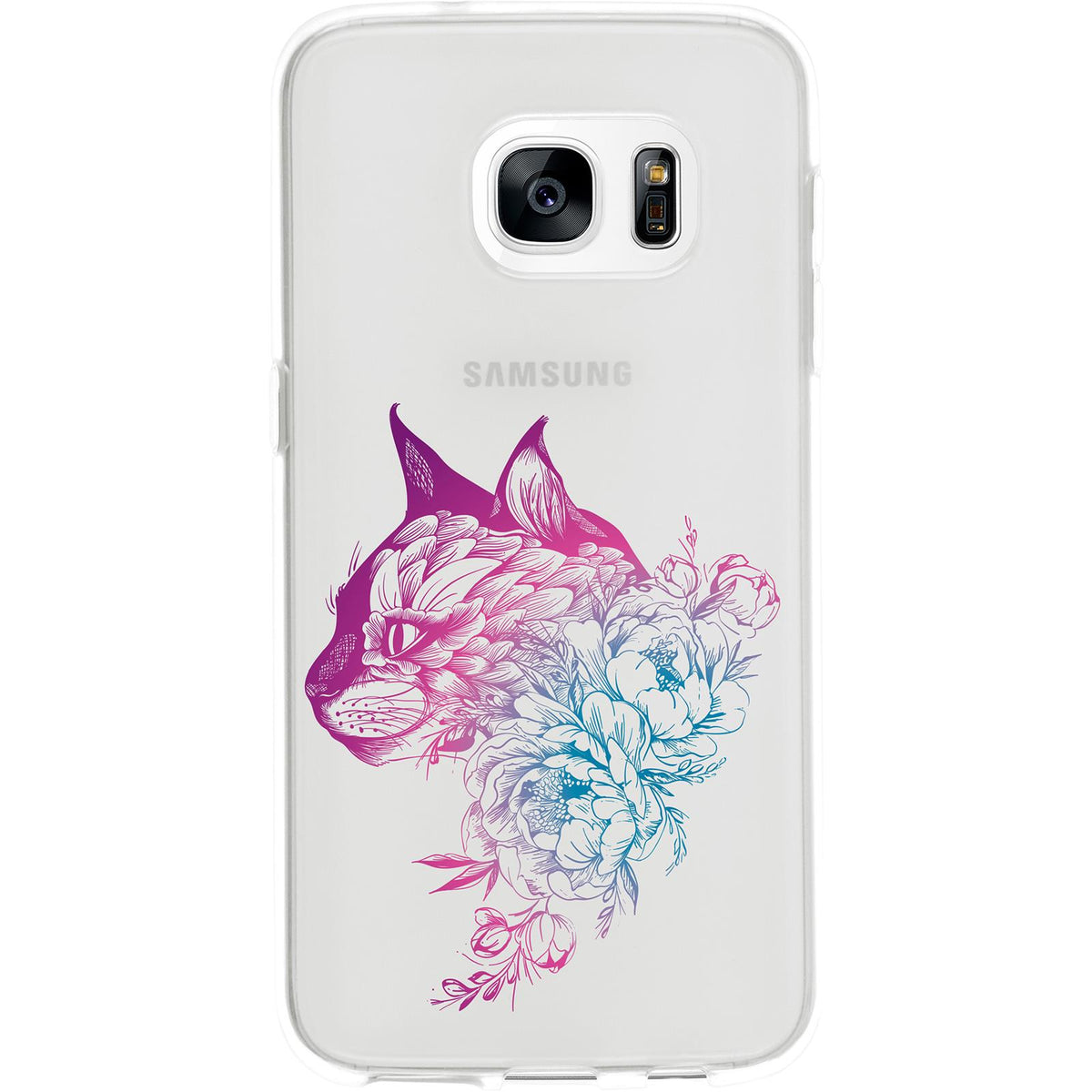 Case für Samsung Galaxy S7 Silikon-Hülle Floral Katze M2-6 – Ansicht 2