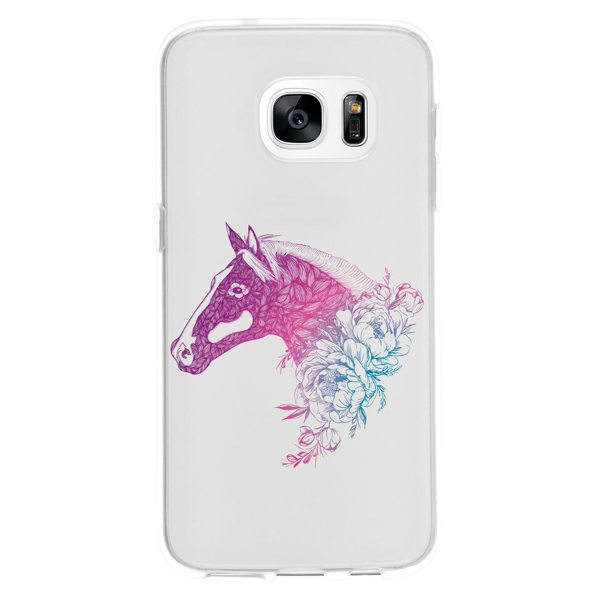 Case für Samsung Galaxy S7 Silikon-Hülle Floral Pferd M5-6 – Ansicht 2