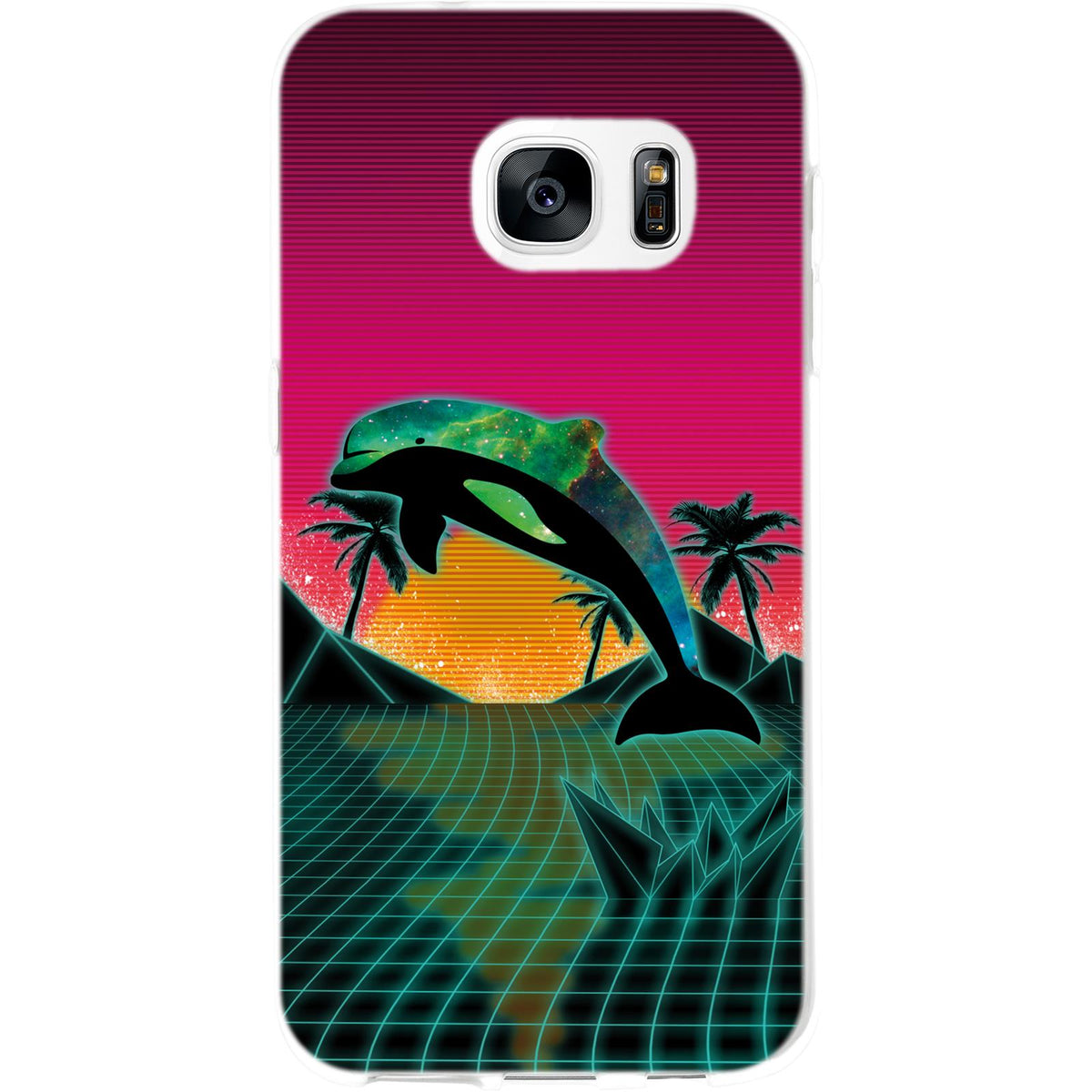 Case für Samsung Galaxy S7 Silikon-Hülle Retro Wave Delphin M1 – Ansicht 2