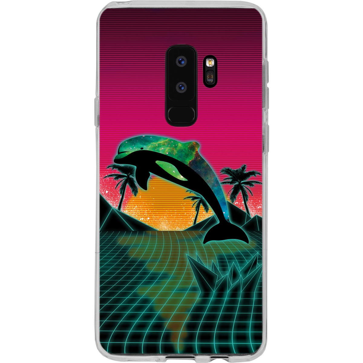 Case für Samsung Galaxy S9 Plus Silikon-Hülle Retro Wave Delphin M1 – Ansicht 2