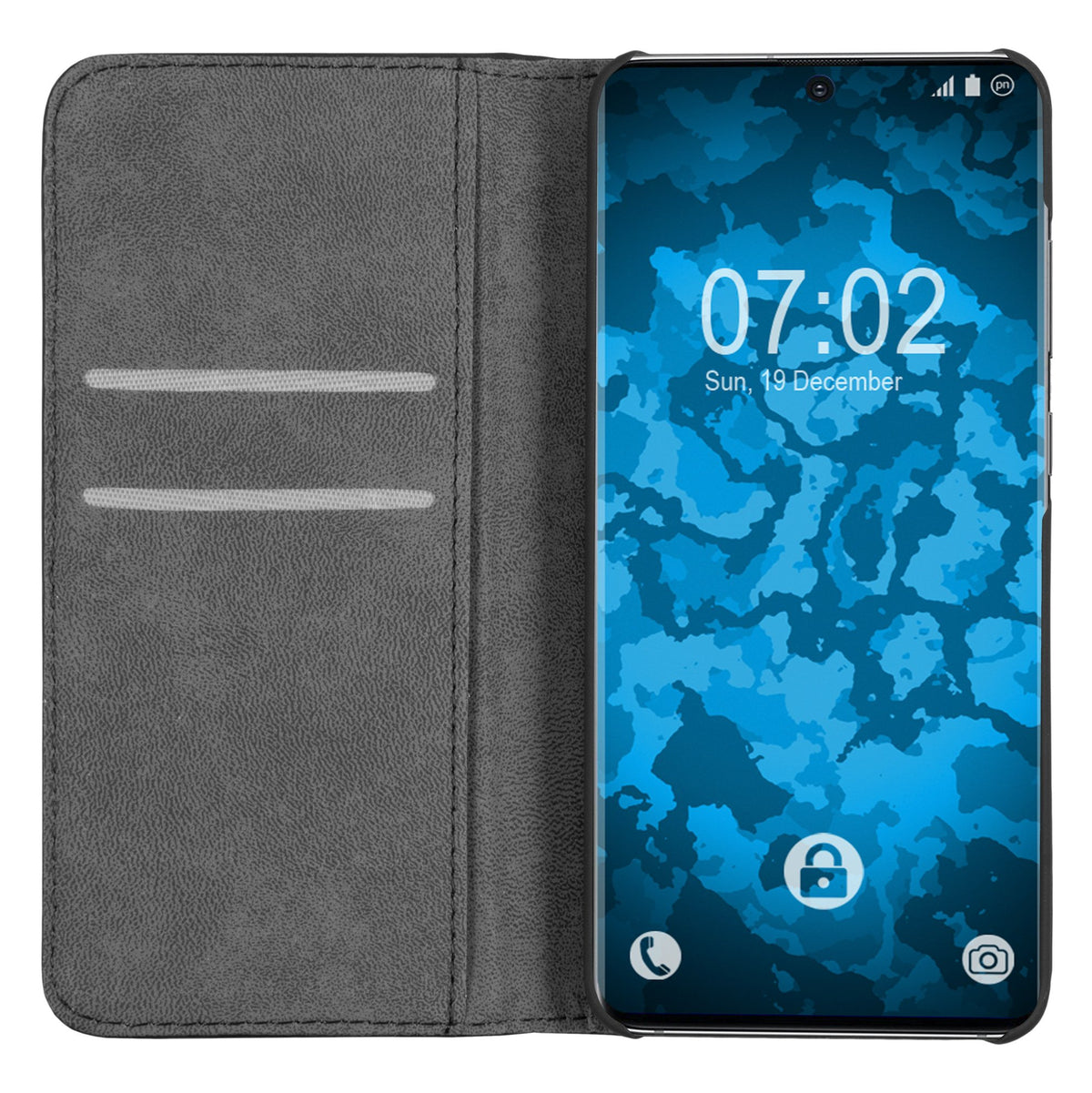 Kunst-Lederhülle für Samsung Galaxy S20 Ultra - Book-Case schwarz – Ansicht 2