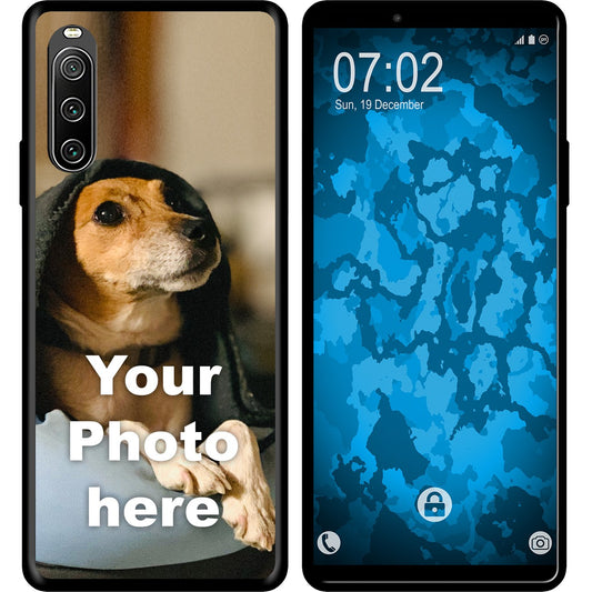 PhoneNatic Case kompatibel mit Xperia 10 V Personalisierte Handyhülle SCHWARZ zum selbst gestalten mit eigenem Foto