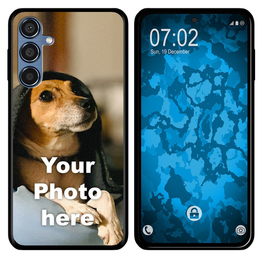 PhoneNatic Case kompatibel mit Galaxy M35 Personalisierte Handyhülle SCHWARZ zum selbst gestalten mit eigenem Foto