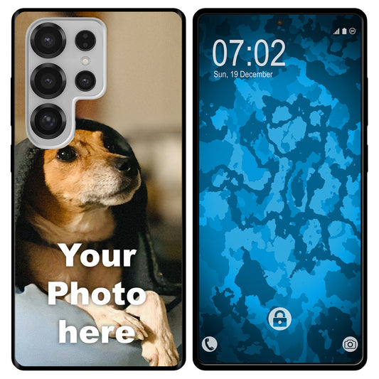PhoneNatic Case kompatibel mit Galaxy S25 Ultra Personalisierte Handyhülle SCHWARZ zum selbst gestalten mit eigenem Foto