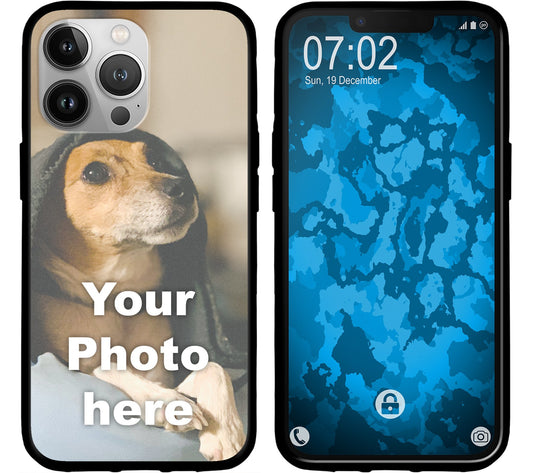 PhoneNatic Case kompatibel mit iPhone 13 Pro Max Personalisierte Handyhülle SCHWARZ zum selbst gestalten mit eigenem Fot