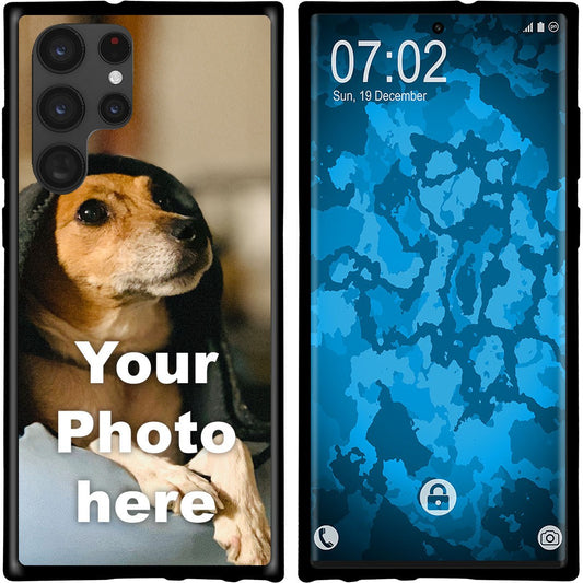 PhoneNatic Case kompatibel mit Galaxy S23 Ultra Personalisierte Handyhülle SCHWARZ zum selbst gestalten mit eigenem Foto