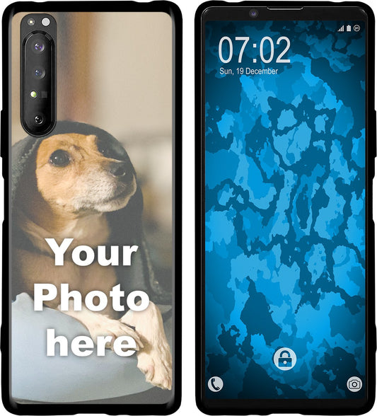 PhoneNatic Case kompatibel mit Xperia 1 II Personalisierte Handyhülle SCHWARZ zum selbst gestalten mit eigenem Foto