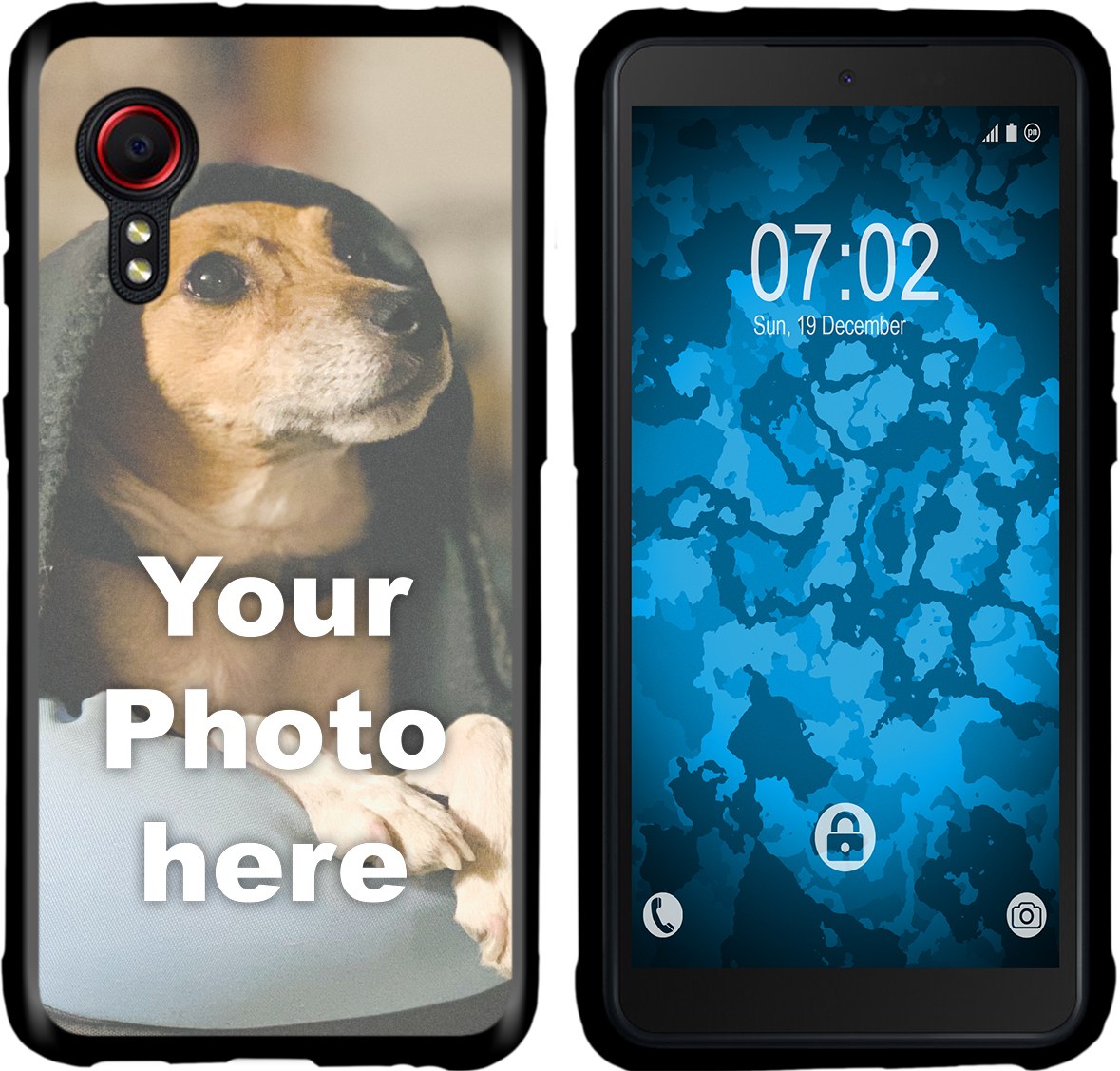 PhoneNatic Case kompatibel mit Galaxy Xcover 5 Personalisierte Handyhülle SCHWARZ zum selbst gestalten mit eigenem Foto