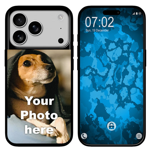 PhoneNatic Case kompatibel mit iPhone 17 Pro Personalisierte Handyhülle SCHWARZ zum selbst gestalten mit eigenem Foto