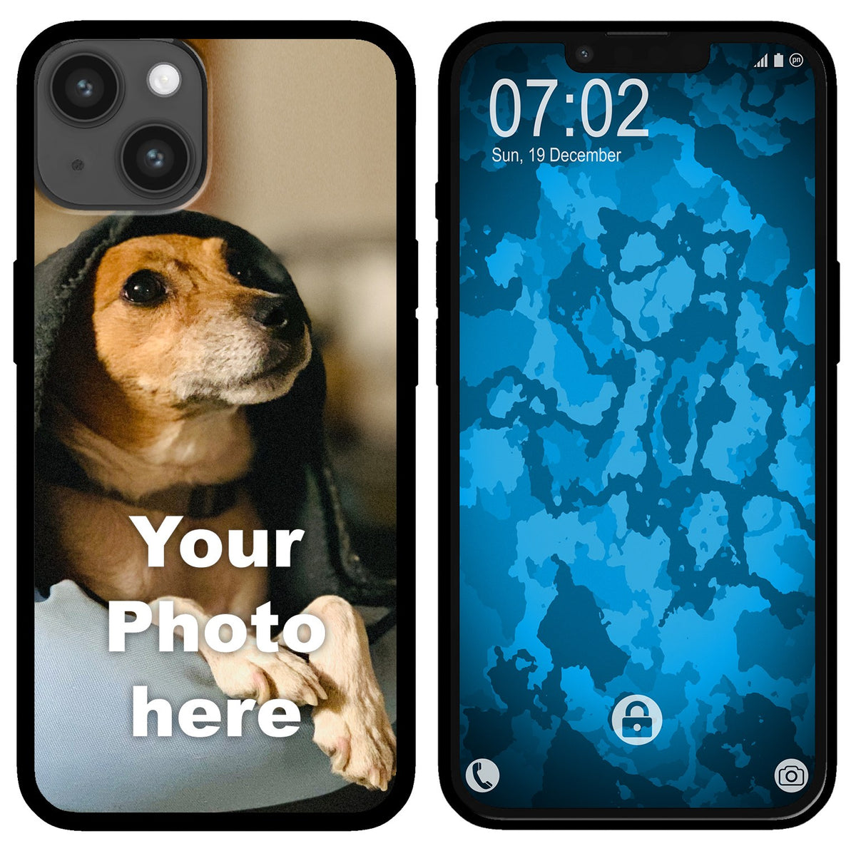 PhoneNatic Case kompatibel mit iPhone 15 Personalisierte Handyhülle SCHWARZ zum selbst gestalten mit eigenem Foto