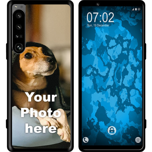 PhoneNatic Case kompatibel mit Xperia 1 IV Personalisierte Handyhülle SCHWARZ zum selbst gestalten mit eigenem Foto