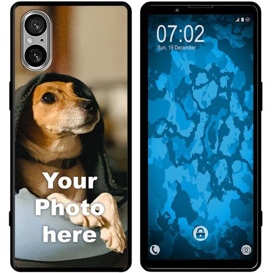 PhoneNatic Case kompatibel mit Xperia 5 V Personalisierte Handyhülle SCHWARZ zum selbst gestalten mit eigenem Foto