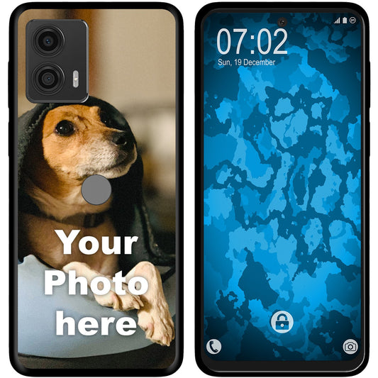 PhoneNatic Case kompatibel mit Moto G53 Personalisierte Handyhülle SCHWARZ zum selbst gestalten mit eigenem Foto