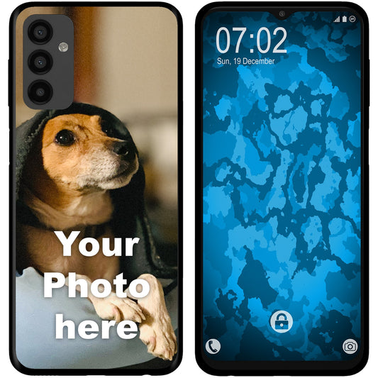 PhoneNatic Case kompatibel mit Galaxy M13 / M23 Personalisierte Handyhülle SCHWARZ zum selbst gestalten mit eigenem Foto