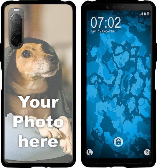 PhoneNatic Case kompatibel mit Xperia 10 II Personalisierte Handyhülle SCHWARZ zum selbst gestalten mit eigenem Foto