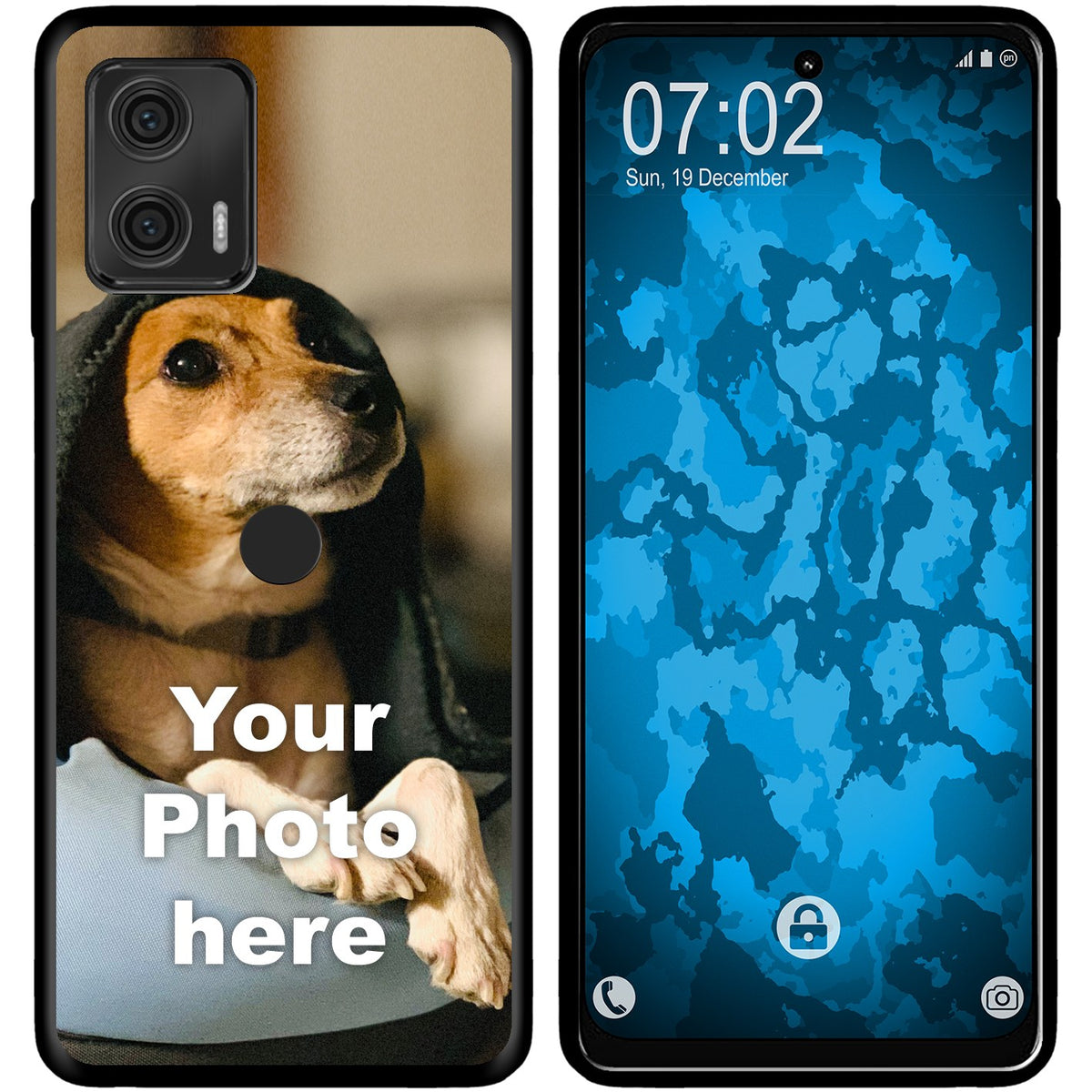 Personalisierte Handyhülle für Moto G73 (schwarz) zum Selbstgestalten mit eigenem Foto