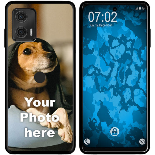 PhoneNatic Case kompatibel mit Moto G73 Personalisierte Handyhülle SCHWARZ zum selbst gestalten mit eigenem Foto