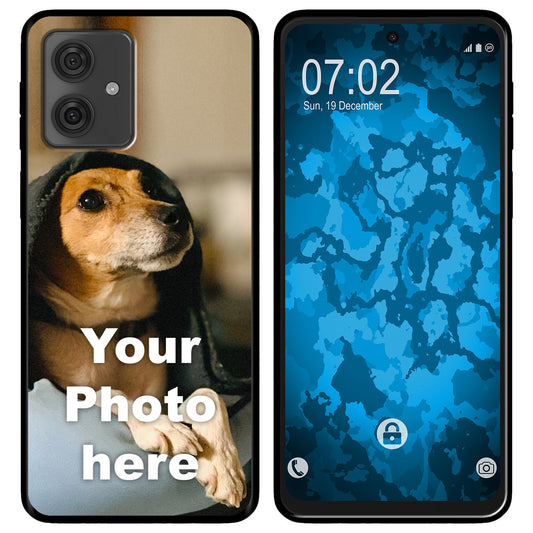 PhoneNatic Case kompatibel mit Moto G54 Personalisierte Handyhülle SCHWARZ zum selbst gestalten mit eigenem Foto