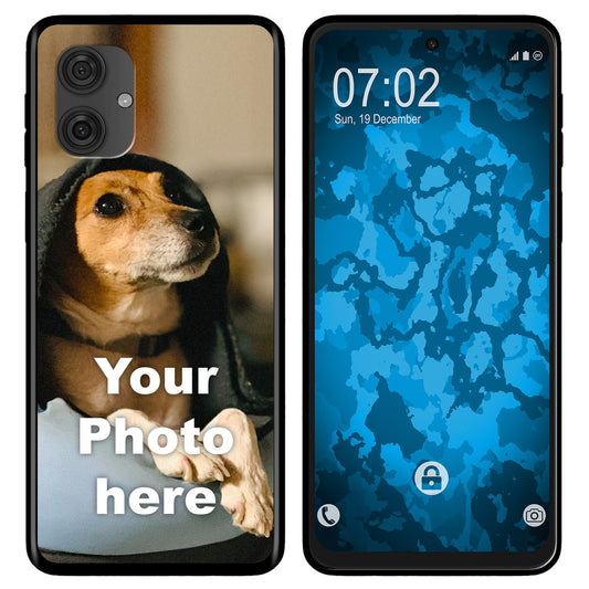 PhoneNatic Case kompatibel mit Moto G55 Personalisierte Handyhülle SCHWARZ zum selbst gestalten mit eigenem Foto