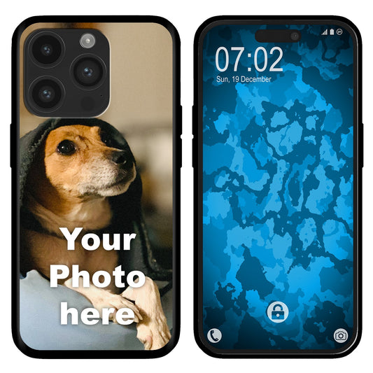 PhoneNatic Case kompatibel mit iPhone 16 Pro Max Personalisierte Handyhülle SCHWARZ zum selbst gestalten mit eigenem Fot