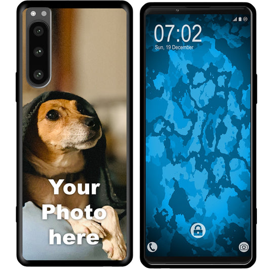 PhoneNatic Case kompatibel mit Xperia 5 IV Personalisierte Handyhülle SCHWARZ zum selbst gestalten mit eigenem Foto
