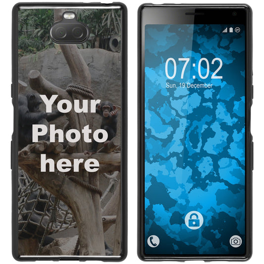 PhoneNatic Case kompatibel mit Xperia 10 Personalisierte Handyhülle SCHWARZ zum selbst gestalten mit eigenem Foto