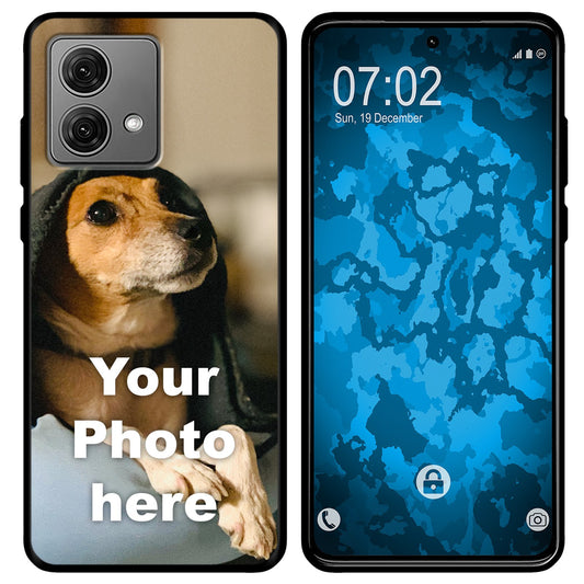 PhoneNatic Case kompatibel mit Moto G84 Personalisierte Handyhülle SCHWARZ zum selbst gestalten mit eigenem Foto