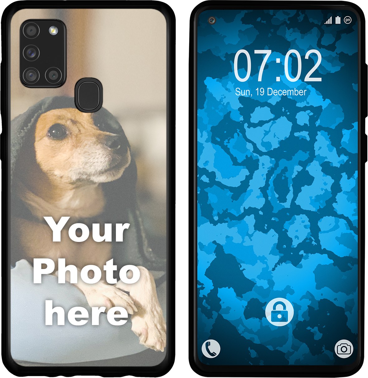 Personalisierte Handyhülle für Galaxy A21s (schwarz) zum Selbstgestalten mit eigenem Foto