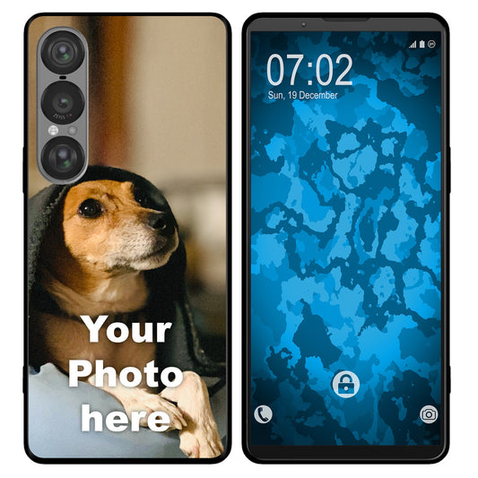 PhoneNatic Case kompatibel mit Xperia 1 VII Personalisierte Handyhülle SCHWARZ zum selbst gestalten mit eigenem Foto