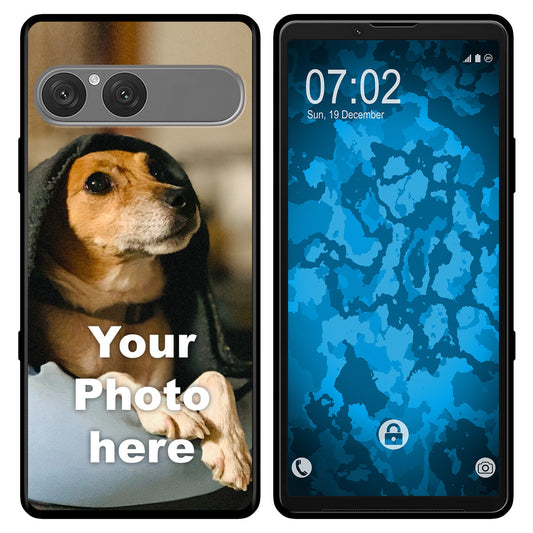 PhoneNatic Case kompatibel mit Xperia 10 VII Personalisierte Handyhülle SCHWARZ zum selbst gestalten mit eigenem Foto