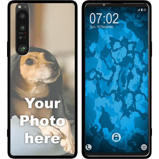 PhoneNatic Case kompatibel mit Xperia 1 III Personalisierte Handyhülle SCHWARZ zum selbst gestalten mit eigenem Foto