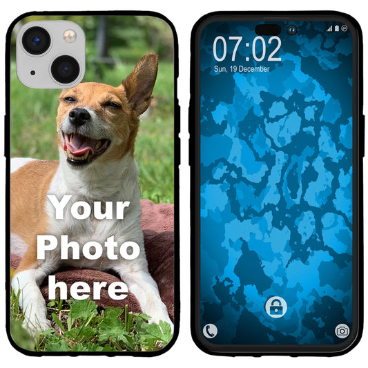 PhoneNatic Case kompatibel mit iPhone 14 Plus Personalisierte Handyhülle SCHWARZ zum selbst gestalten mit eigenem Foto